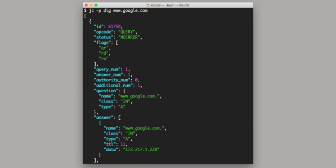jc: Converts the output of popular command-line tools to JSON jc: Converts the output of popular command-line tools to JSON